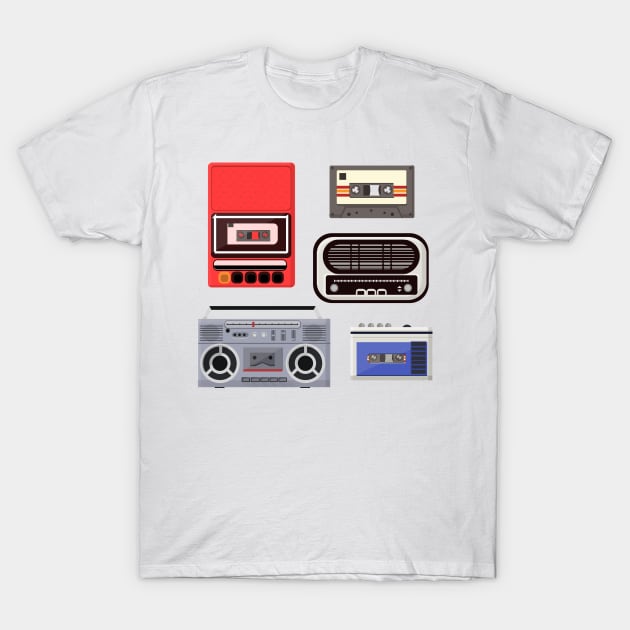 Retro Music Players T-Shirt by Digster
